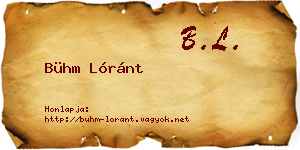 Bühm Lóránt névjegykártya